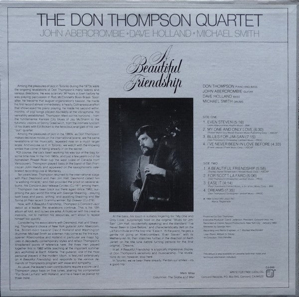 The Don Thompson Quartet - A Beautiful Friendship - LP