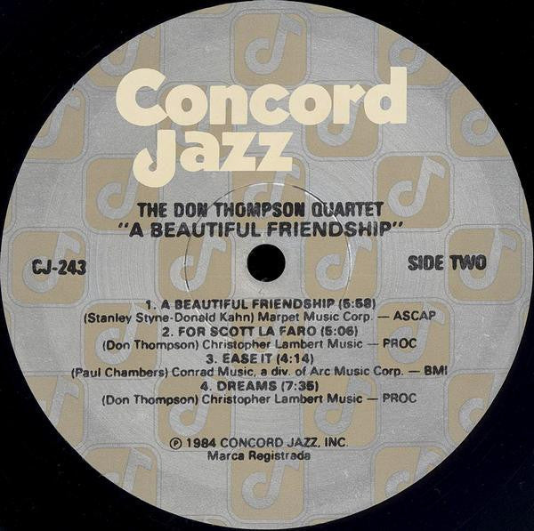 The Don Thompson Quartet - A Beautiful Friendship - LP