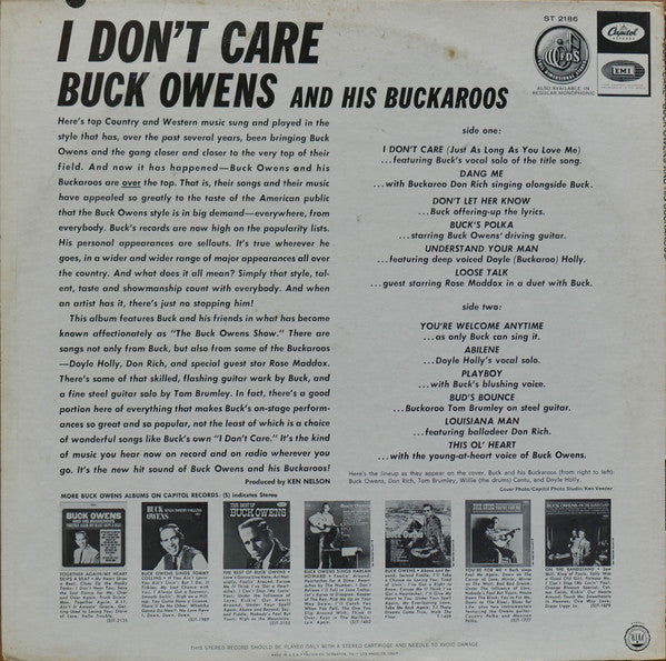 Buck Owens And His Buckaroos - I Don't Care - LP
