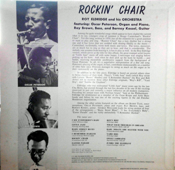 Roy Eldridge And His Orchestra - Rockin' Chair - LP