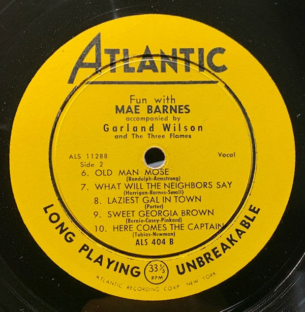 Mae Barnes Accompanied By Garland Wilson And The Three Flames - Fun With Mae Barnes - LP