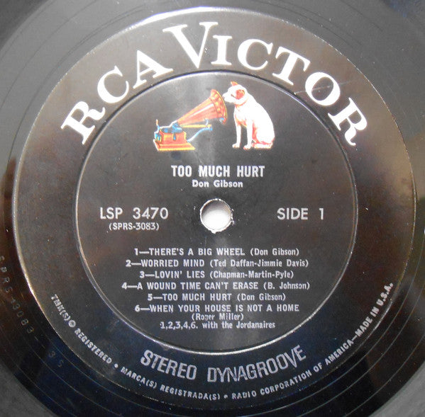 Don Gibson - Too Much Hurt - LP
