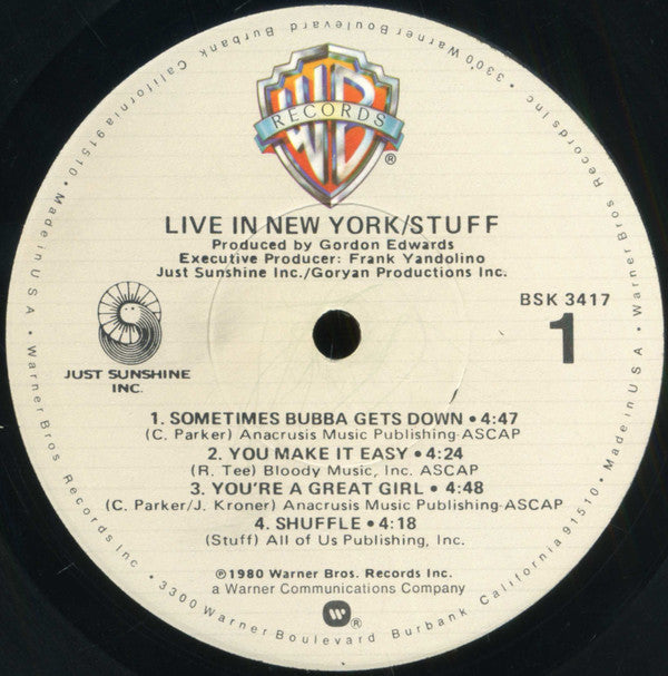 Stuff (2) - Live In New York - LP