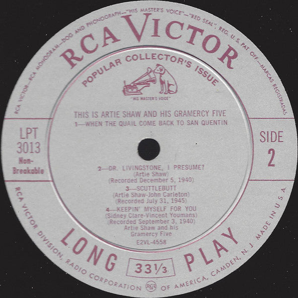 Artie Shaw And His Gramercy Five - This Is Artie Shaw And His Gramercy Five - LP
