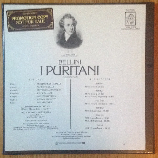 Philharmonia Orchestra Conduced By Riccardo Muti & The Ambrosian Opera Chorus - Bellini: I Puritani - LP