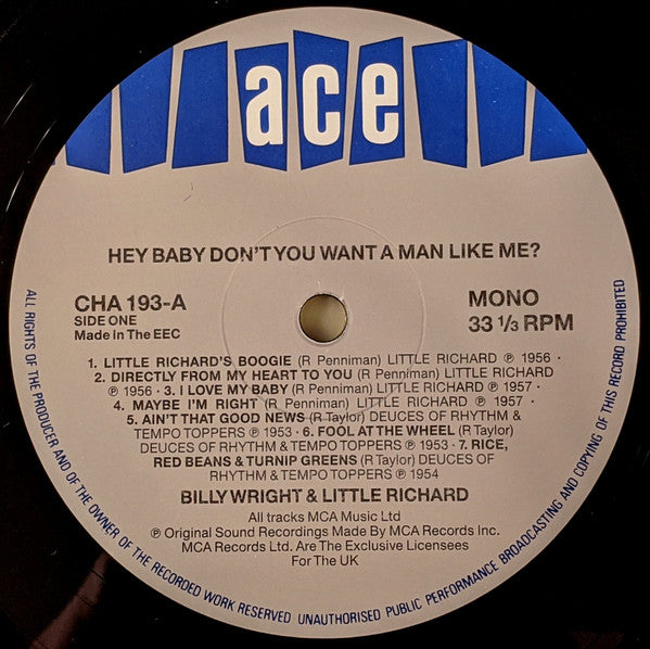 Little Richard, Billy Wright &  The Tempo Toppers (2) - Hey Baby, Don't You Want A Man Like Me? - LP