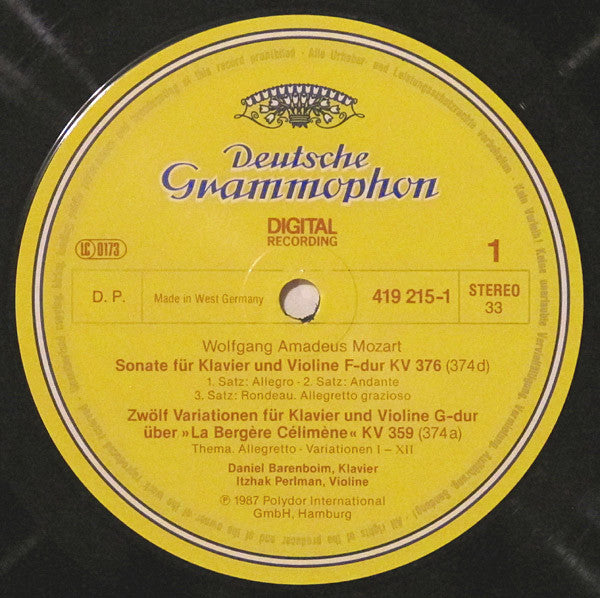Mozart*, Itzhak Perlman ∙ Daniel Barenboim - Sonaten Für Klavier Und Violine ∙ 12 Variationen Kv 359 ∙ 6 Variationen Kv 360 - LP