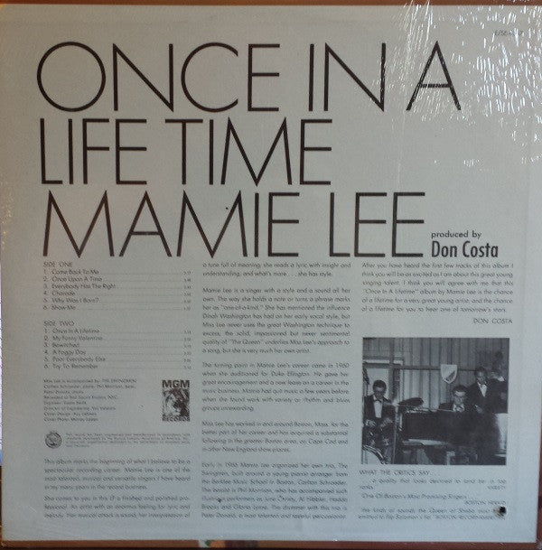 Mamie Lee - Once In A Lifetime - LP