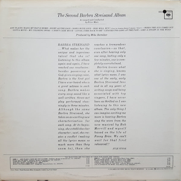 Barbra Streisand - The Second Barbra Streisand Album - LP