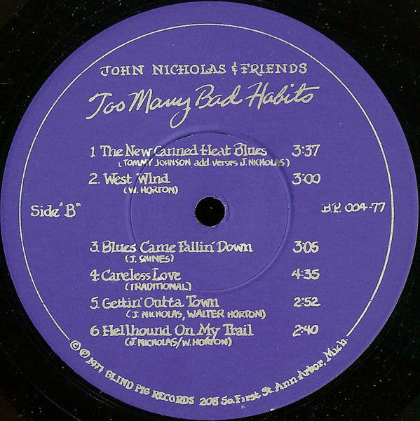 John Nicholas & Friends - Too Many Bad Habits - LP