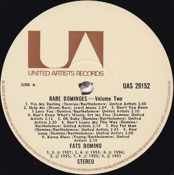 Fats Domino - Rare Dominos Volume Two - LP
