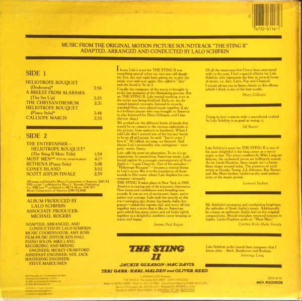Lalo Schifrin - The Sting II (Music From The Original Motion Picture Soundtrack) - LP