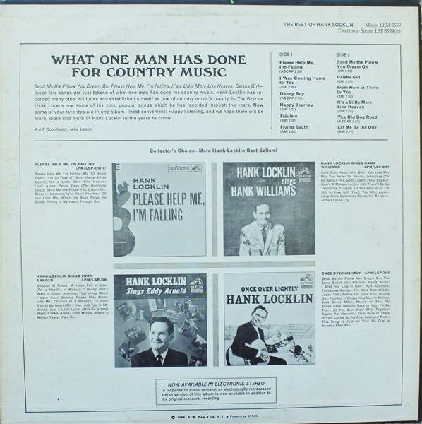 Hank Locklin - The Best Of Hank Locklin - LP