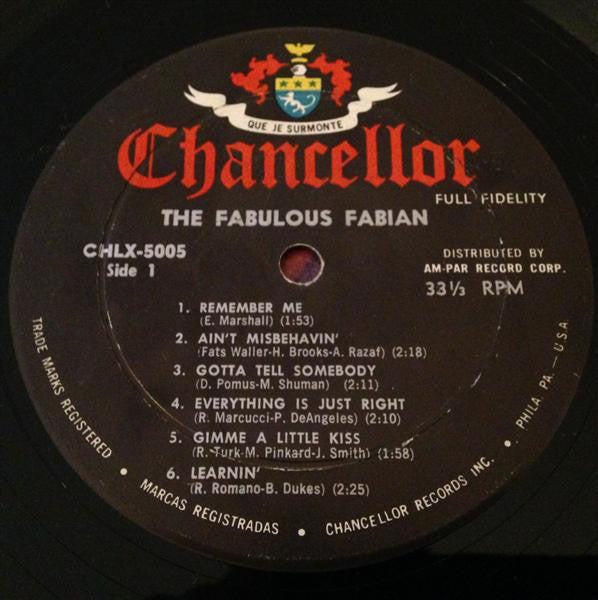 Fabian  - The Fabulous Fabian - LP