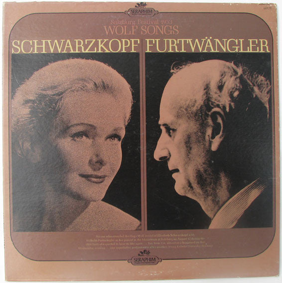 Schwarzkopf* - Furtwängler* - Salzburg Festival 1953 - Wolf Songs - LP