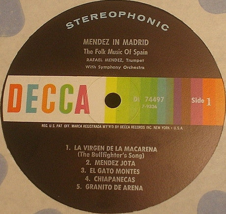 Rafael Mendez - Mendez In Madrid - The Folk Music Of Spain - LP