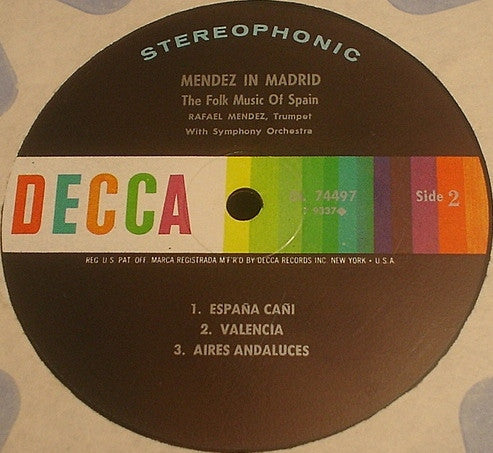 Rafael Mendez - Mendez In Madrid - The Folk Music Of Spain - LP