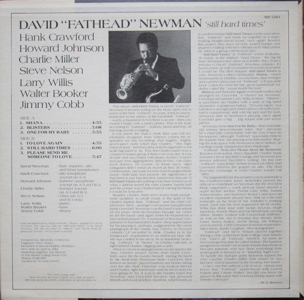 David "Fathead" Newman - Still Hard Times - LP
