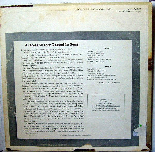Jim Reeves - Up Through The Years - LP