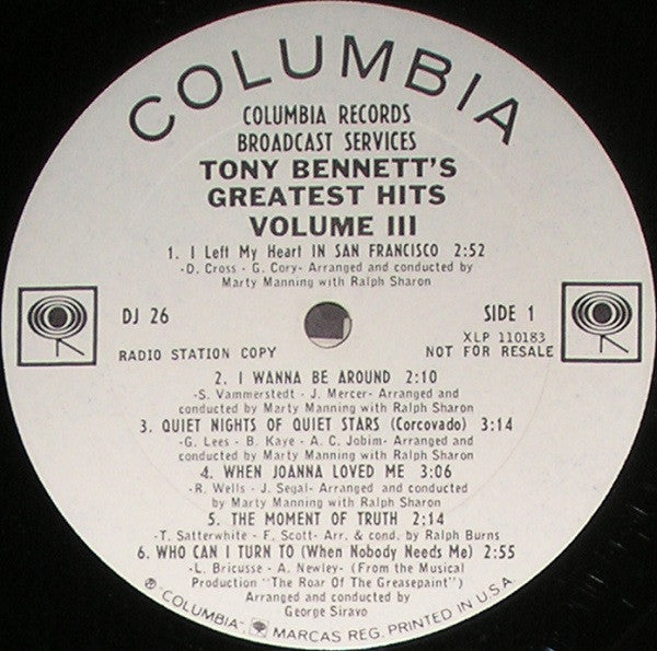 Tony Bennett - Tony Bennett's Greatest Hits, Volume III / The Movie Song Album - LP