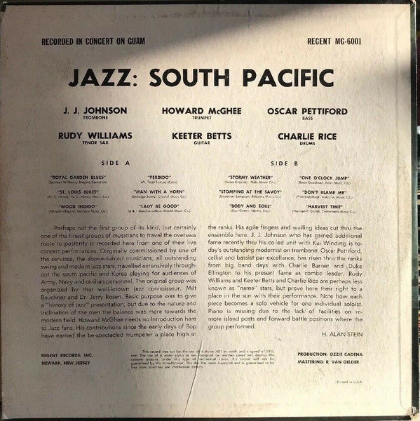 J.J. Johnson, Howard McGhee, Oscar Pettiford, Ketter Betts*, Rudy Williams, Charlie Rice - Jazz South Pacific - LP