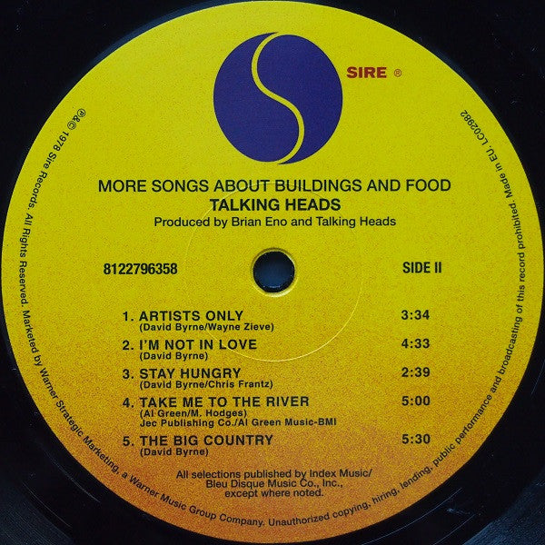 Talking Heads - More Songs About Buildings And Food - LP
