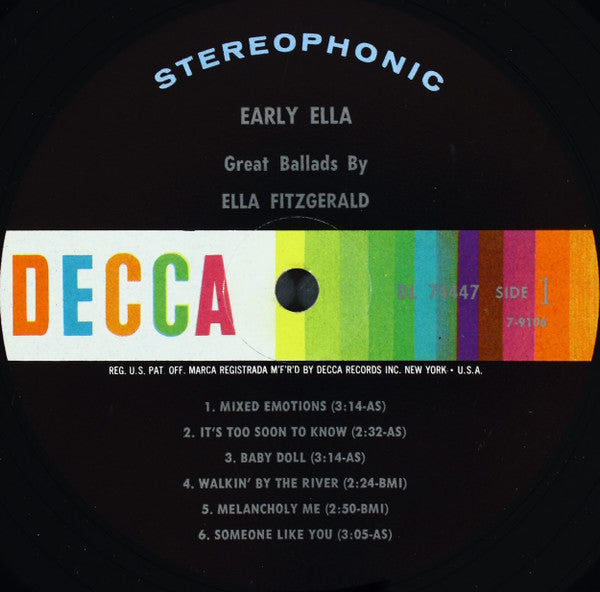 Ella Fitzgerald - Early Ella - Great Ballads By Ella Fitzgerald - LP