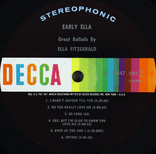 Ella Fitzgerald - Early Ella - Great Ballads By Ella Fitzgerald - LP