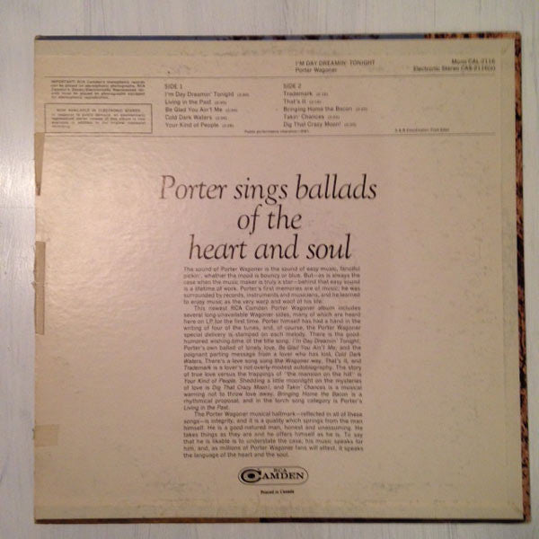 Porter Wagoner - I'm Day Dreamin' Tonight - LP