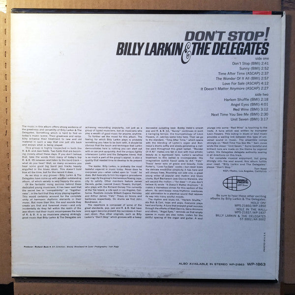 Billy Larkin And The Delegates - Don't Stop! - LP