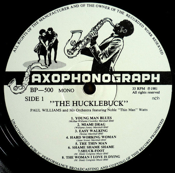 Paul Williams And His Orchestra* Featuring  Noble Watts - The Hucklebuck - LP