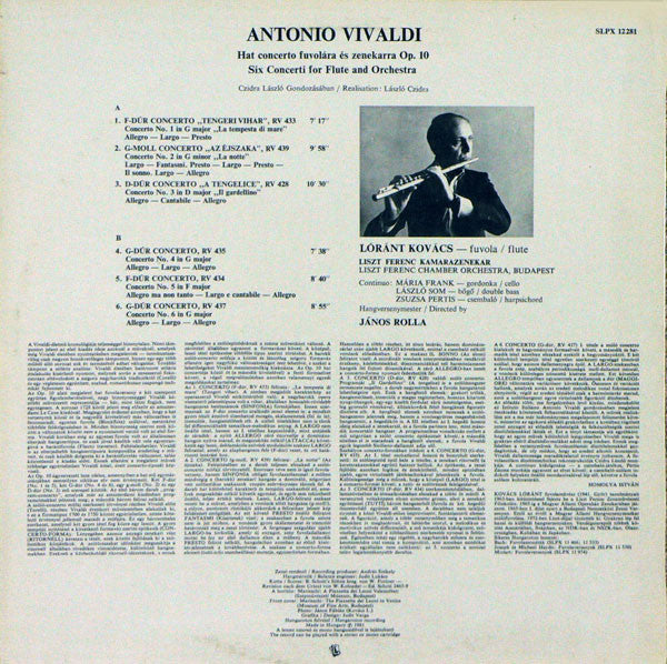 Vivaldi* - Lóránt Kovács*, Liszt Ferenc Chamber Orchestra Budapest*, János Rolla - Six Flute Concerti - LP