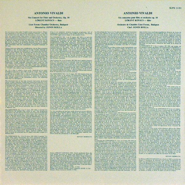 Vivaldi* - Lóránt Kovács*, Liszt Ferenc Chamber Orchestra Budapest*, János Rolla - Six Flute Concerti - LP