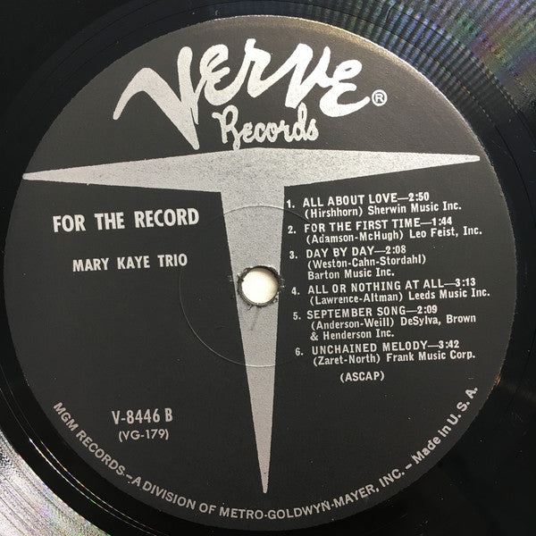 The Mary Kaye Trio - For The Record - LP