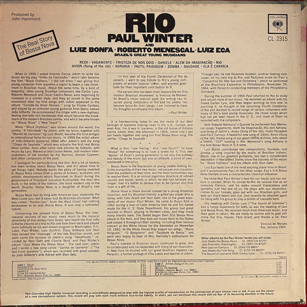 Paul Winter (2) / Luiz Bonfa* / Roberto Menescal / Luiz Eça - Rio - LP