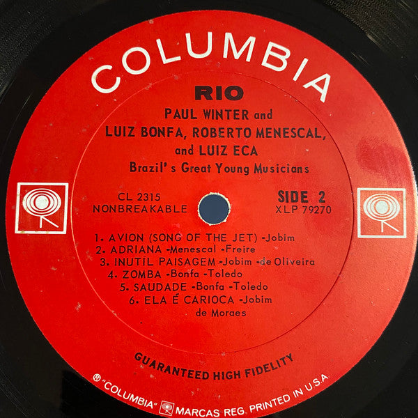 Paul Winter (2) / Luiz Bonfa* / Roberto Menescal / Luiz Eça - Rio - LP