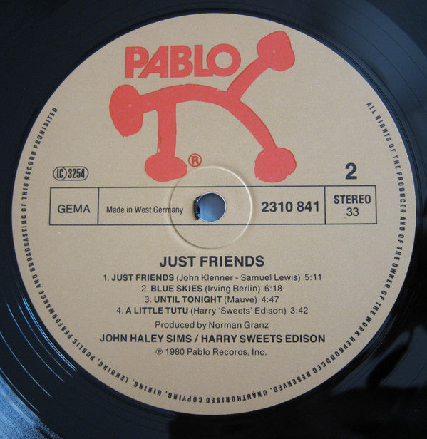 John Haley Sims*, Harry Sweets Edison* - Just Friends - LP