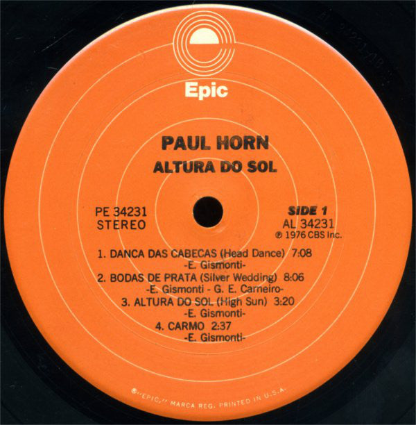 Paul Horn - Altura Do Sol (High Sun) - LP