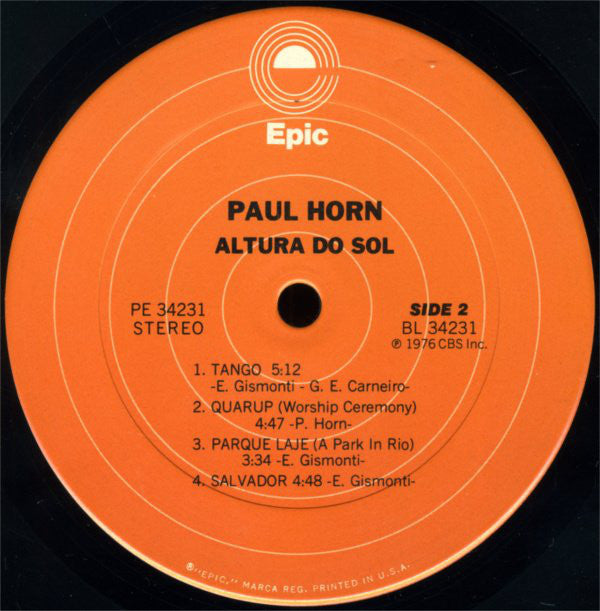 Paul Horn - Altura Do Sol (High Sun) - LP