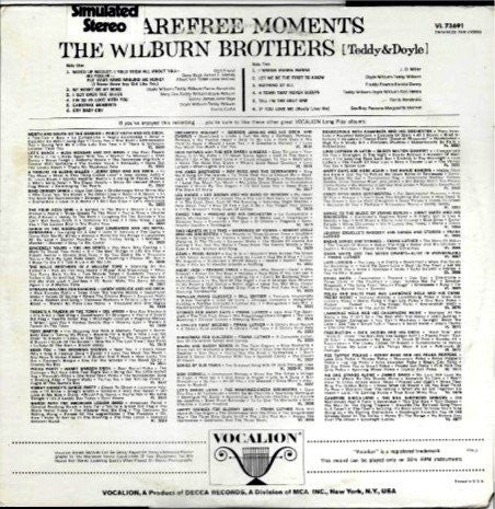 The Wilburn Brothers (Teddy & Doyle)* - Carefree Moments - LP