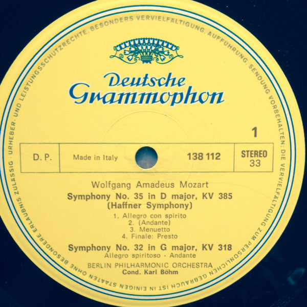 Mozart* ‧ Bohm*, Berliner Philharmoniker - Symphonien Nr. 35 "Haffner" / Nr. 32 G-dur (in G Major) / Nr. 38 "Prager" - LP