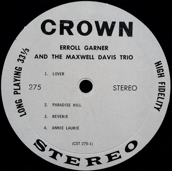 Erroll Garner And The Maxwell Davis Trio* - Erroll Garner And The Maxwell Davis Trio - LP