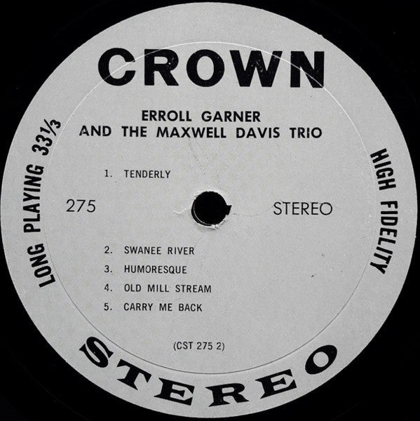 Erroll Garner And The Maxwell Davis Trio* - Erroll Garner And The Maxwell Davis Trio - LP