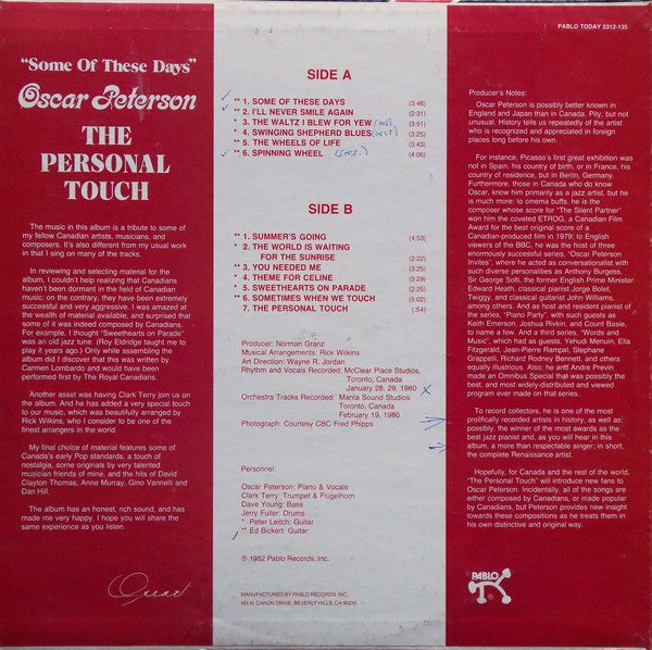 Oscar Peterson - The Personal Touch - LP