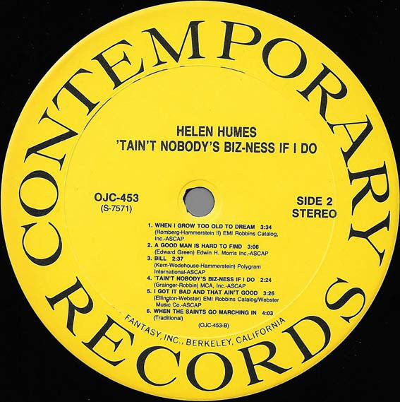 Helen Humes - 'Tain't Nobody's Biz-ness If I Do - LP