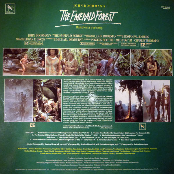 Junior Homrich With Brian Gascoigne - The Emerald Forest (Original Motion Picture Soundtrack) - LP