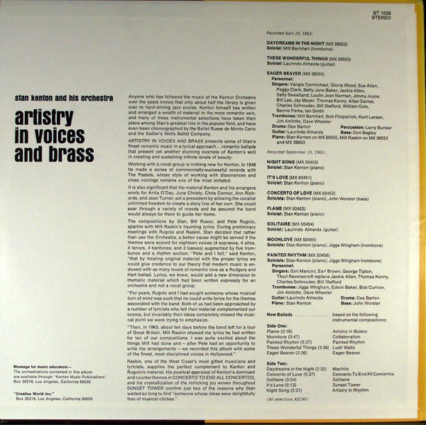 Stan Kenton - Artistry In Voices And Brass - LP