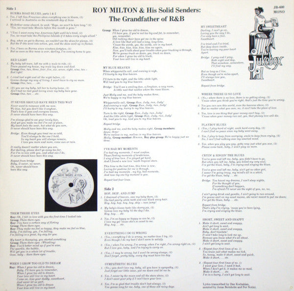 Roy Milton & His Solid Senders - The Grandfather Of R&B - LP