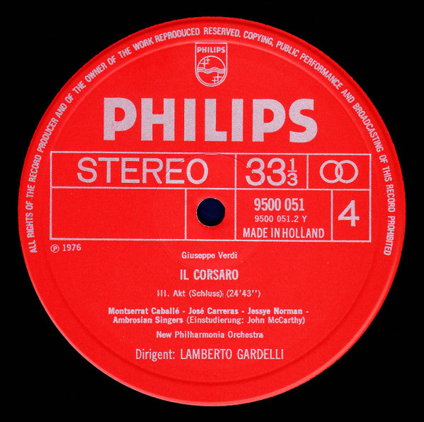 Verdi* - Caballé*, Carreras*, Mastromei*, Norman*, New Philharmonia Orchestra, Lamberto Gardelli - Il Corsaro - LP
