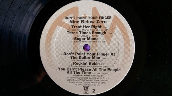 9 Below Zero* - Don't Point Your Finger - LP